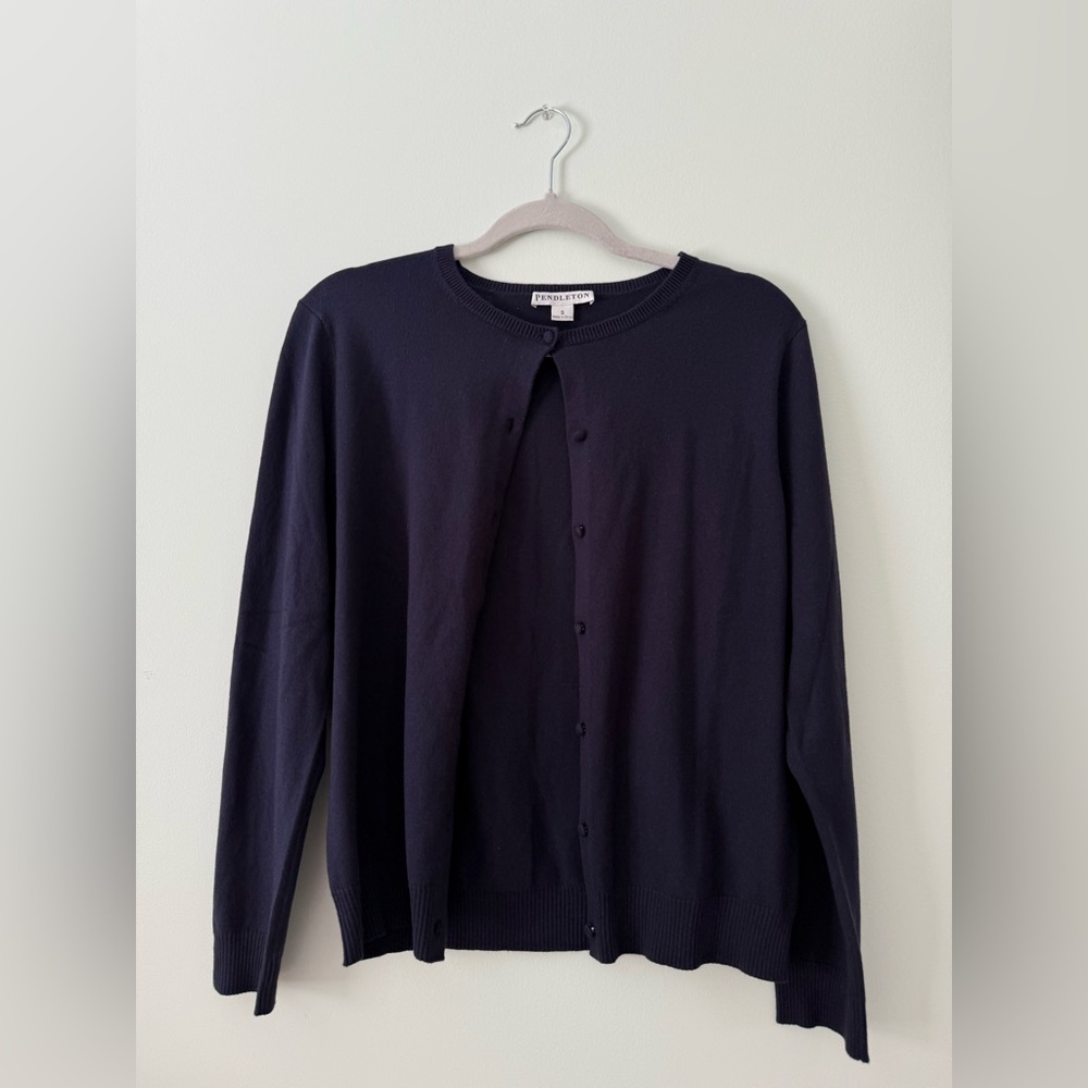 Pendleton Navy Silk Cardigan